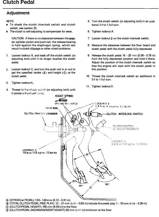 Clutch Pedal Adjustment Honda Crv 2000 Model
